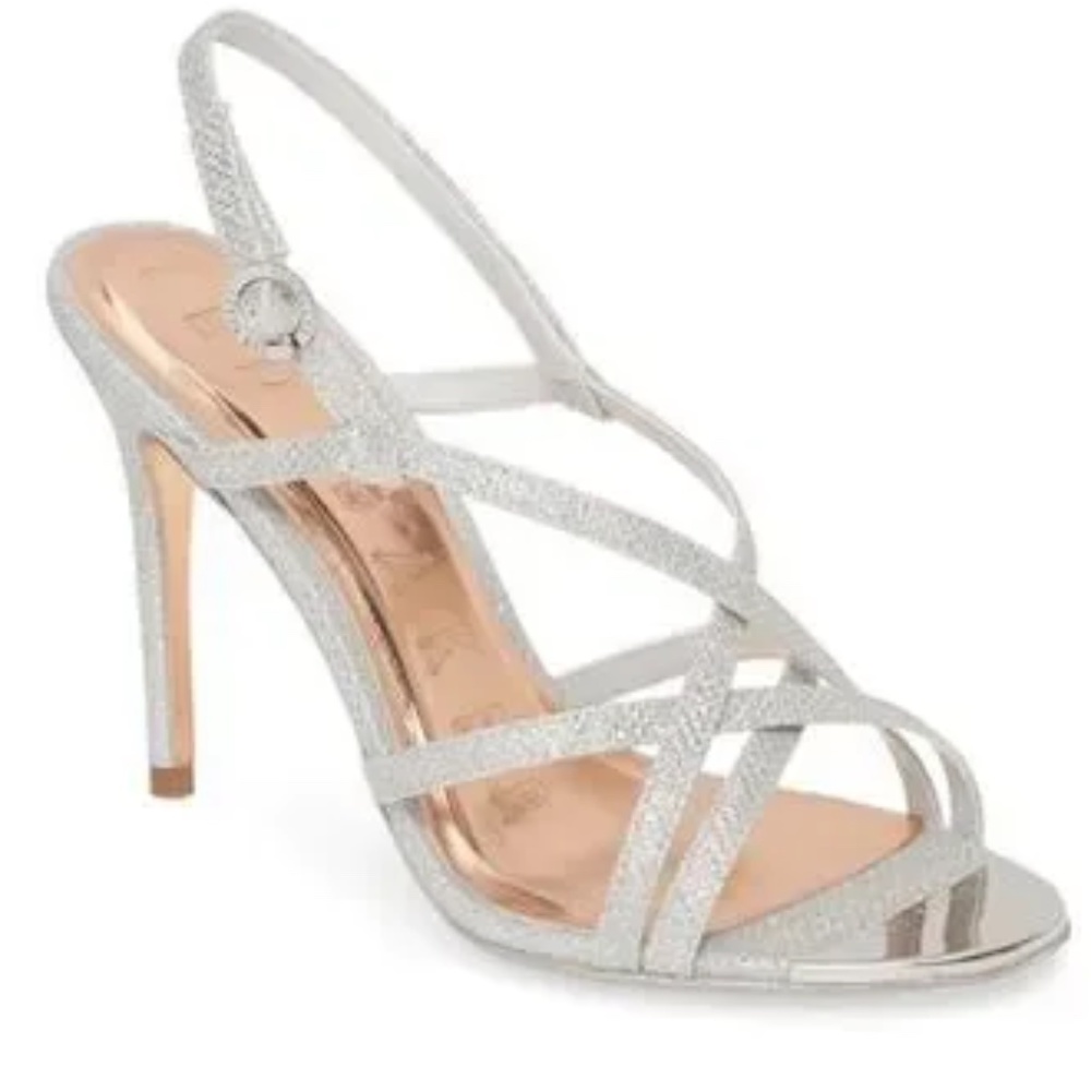 Ted Baker Womens Theanam Glitter Stiletto Evening Sandals, SILVER 7.5